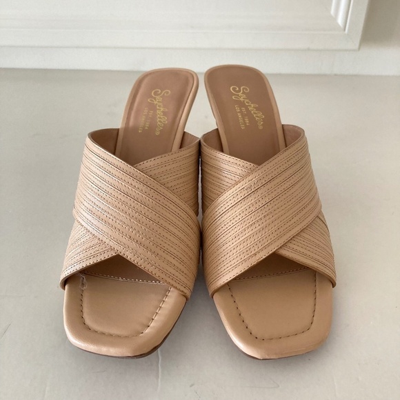 NWOT Anthropologie Seychelles Fleet Open Toe Neutral Mules - Picture 4 of 7